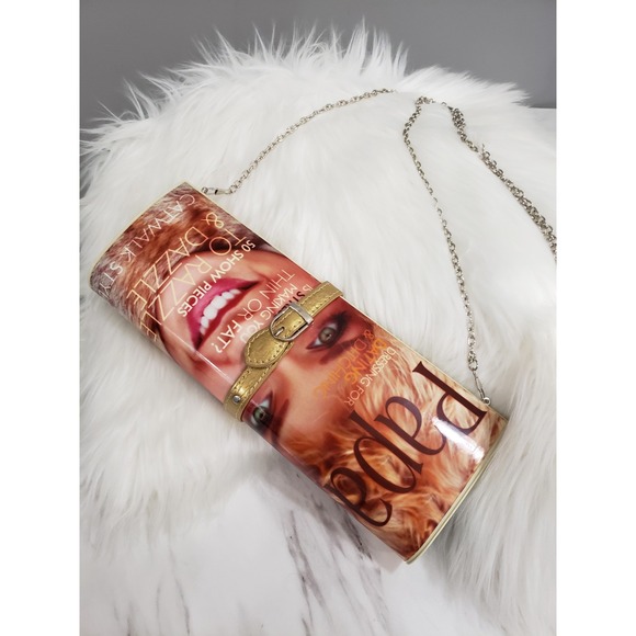 Vintage 70's 80s Magazine Clutch Paparazzi Floral Runway Purse NYC Fashion Cosmo - Picture 1 of 8
